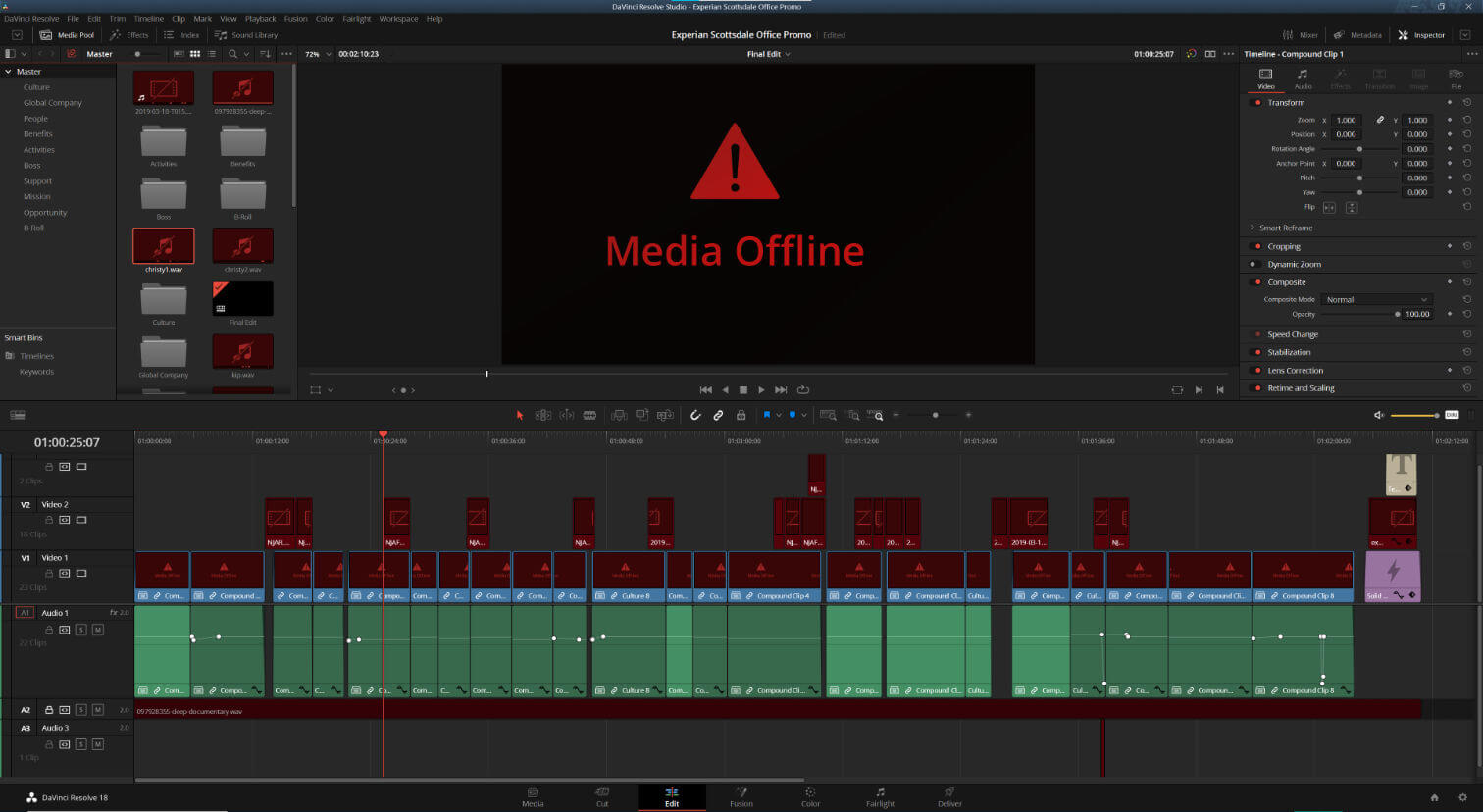 Davinci Resolve timeline